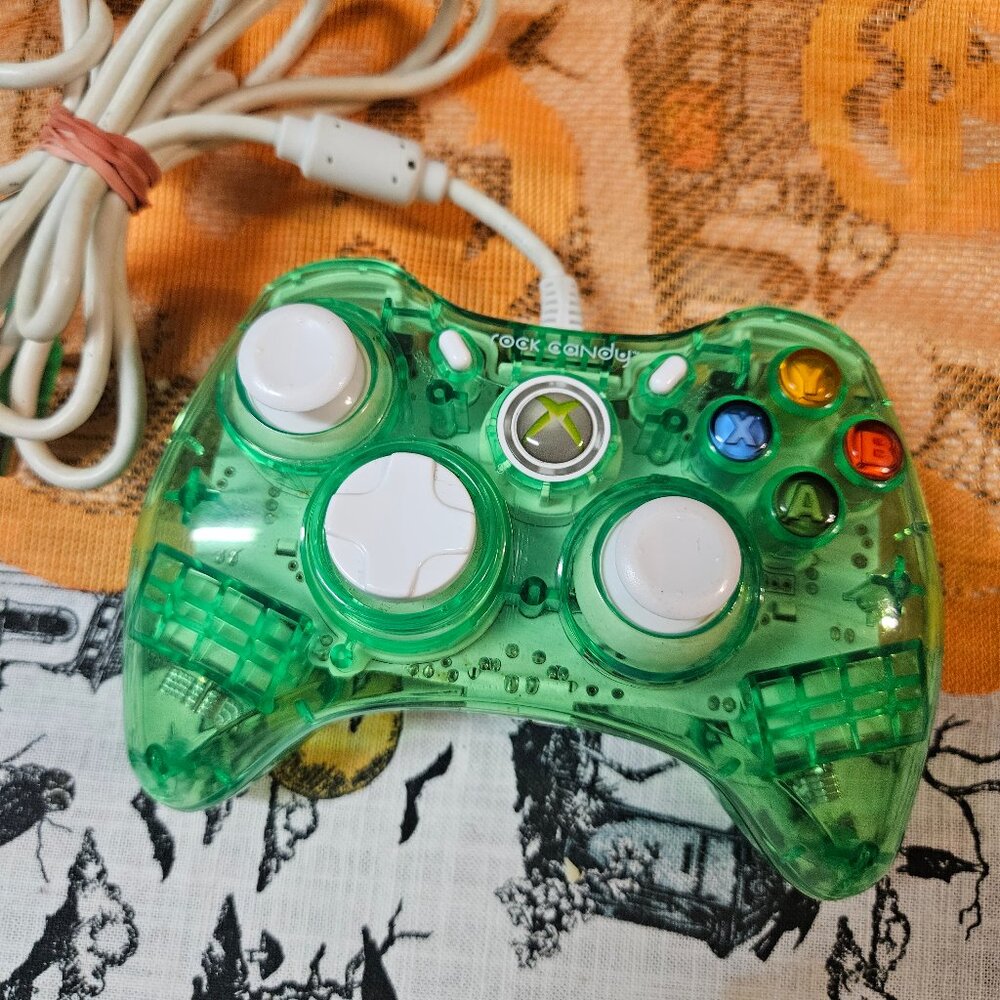 Xbox 360 Rock Candy Controller Wired Clear Emerald Green PDP 037-010 No Breakway